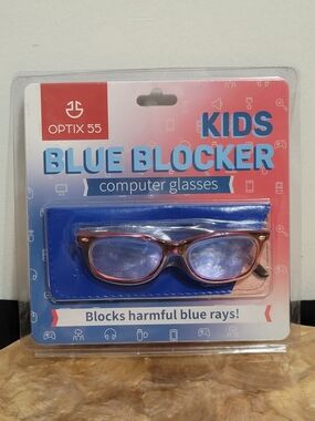 Kids Blue Blocker Glasses - Red/Brown Frame